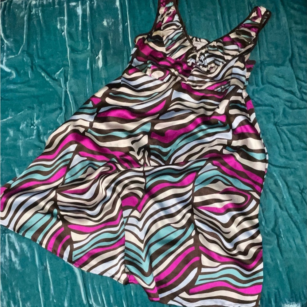 Vintage Ultra Pink Multicolor Mini Dress